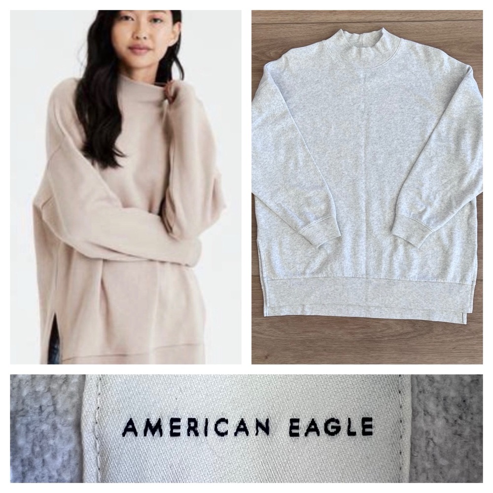AE Studio Fleece Mock Neck Sweatshirt Small